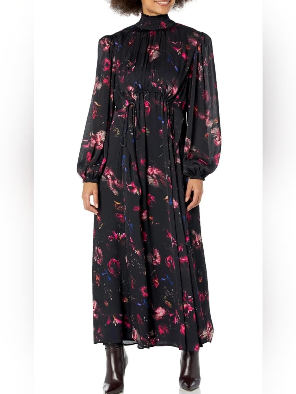 NWT The Drop x @karenbritchick Black Floral Mock-Neck Maxi Dress - Plus Size 2X